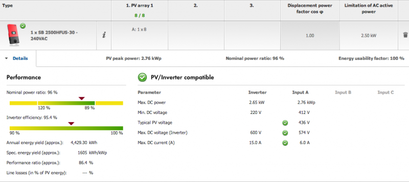 The SMA free web based software recommends inverters that will work for specifically sized systems.