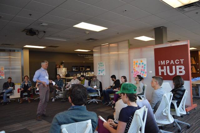 James Presenting in Circle